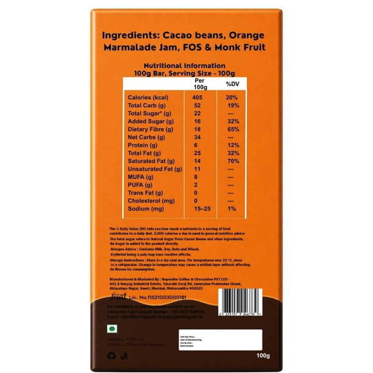 Orange Marmalade (Sugar Free) • Sugar Free Center-Filled Chocolate Bar • 100g