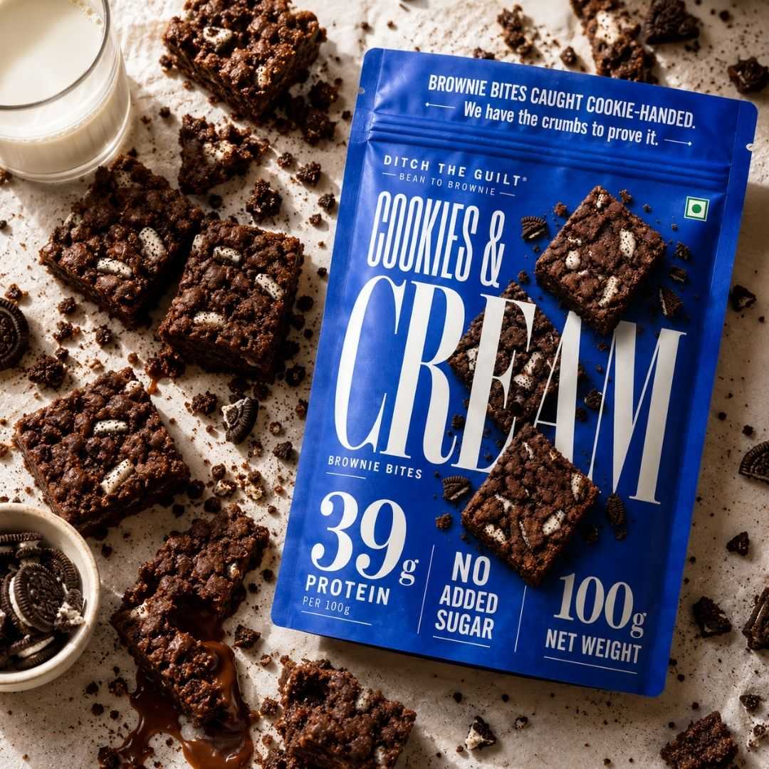 Cookie & Cream • 39g Protein • Sugar Free High Protein Brownie • 100g