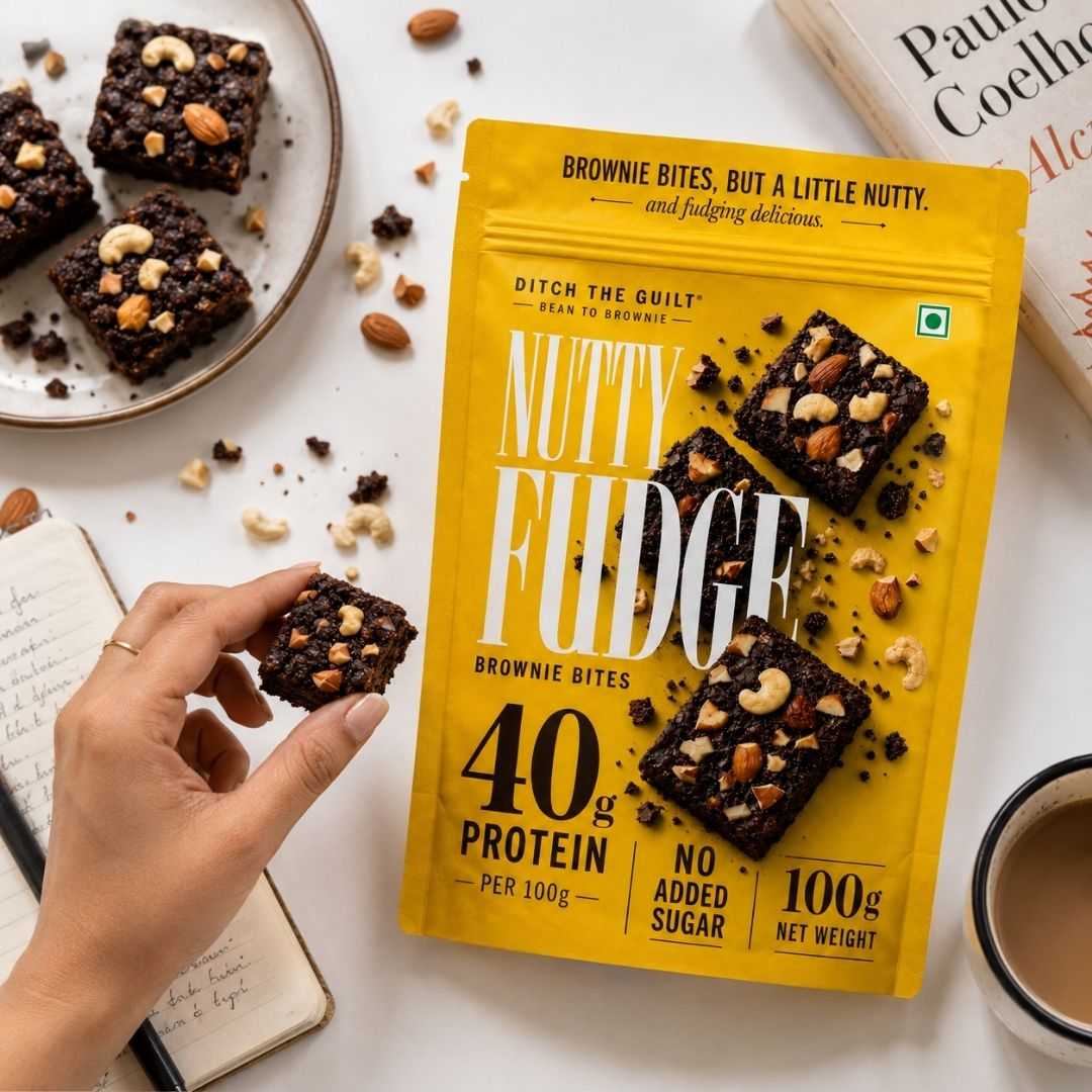 Nutty Fudge • 40g Protein • Sugar Free High Protein Brownies Bites • 100g