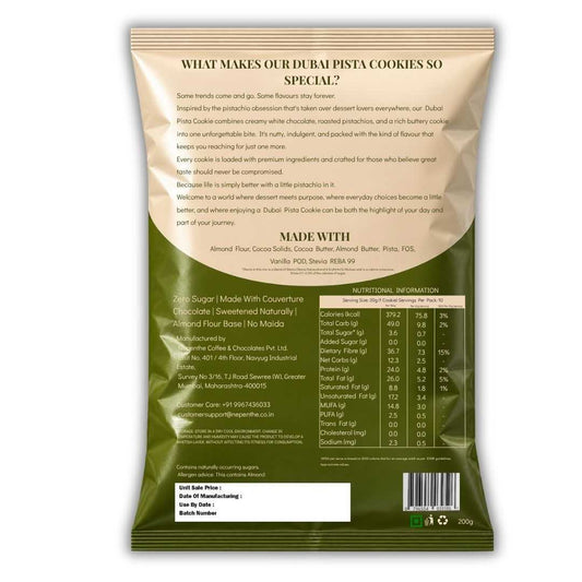 Dubai Pista Cookies (10x20g Cookies) • Sugar-Free Almond Flour Cookies • 200g (10x20g Cookies)