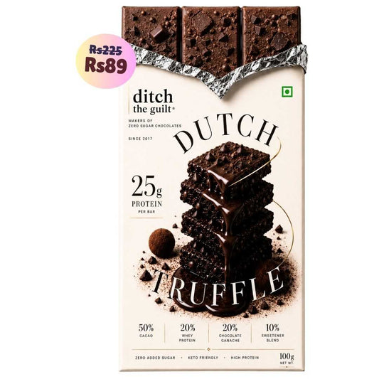 Dutch Truffle (Ganache) • 25g Protein • Sugar Free Dark Chocolate Bar • 100g