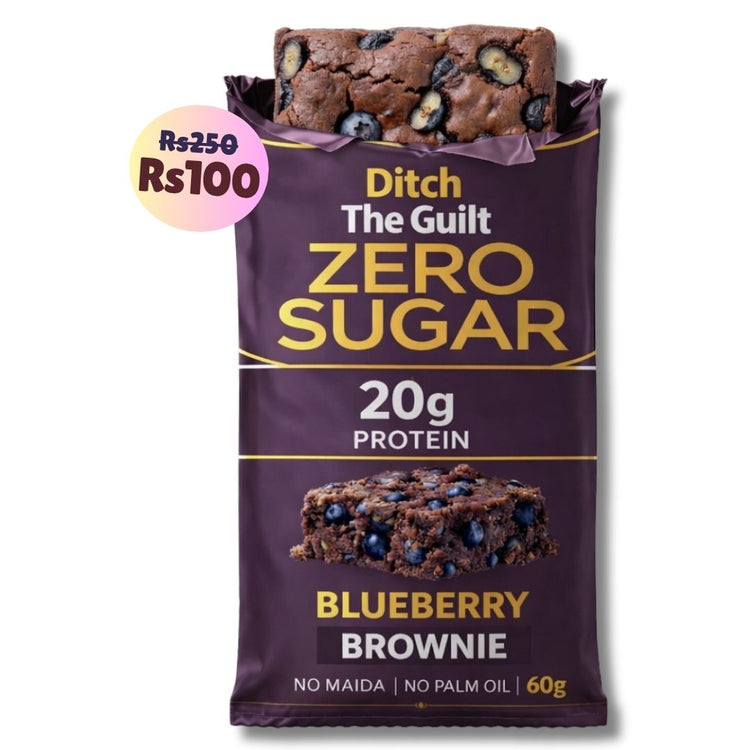 Blueberry Protein Brownie • 20g Protein • Sugar Free High Protein Brownies • 60g