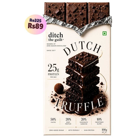 Dutch Truffle (Ganache) • 25g Protein • Sugar Free Dark Chocolate Bar • 100g