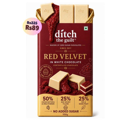 Red Velvet  • Sugar Free Center-Filled Chocolate Bar • 100g