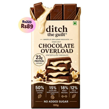 Chocolate Overload • 23g protein • Sugar Free Center-Filled Chocolate Bar • 100g