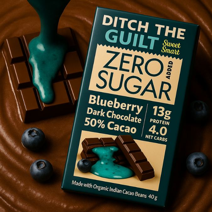 Blueberry Dark Chocolate -  13g Protein - 1g Natural Sugar - 4g Carbs - 40g