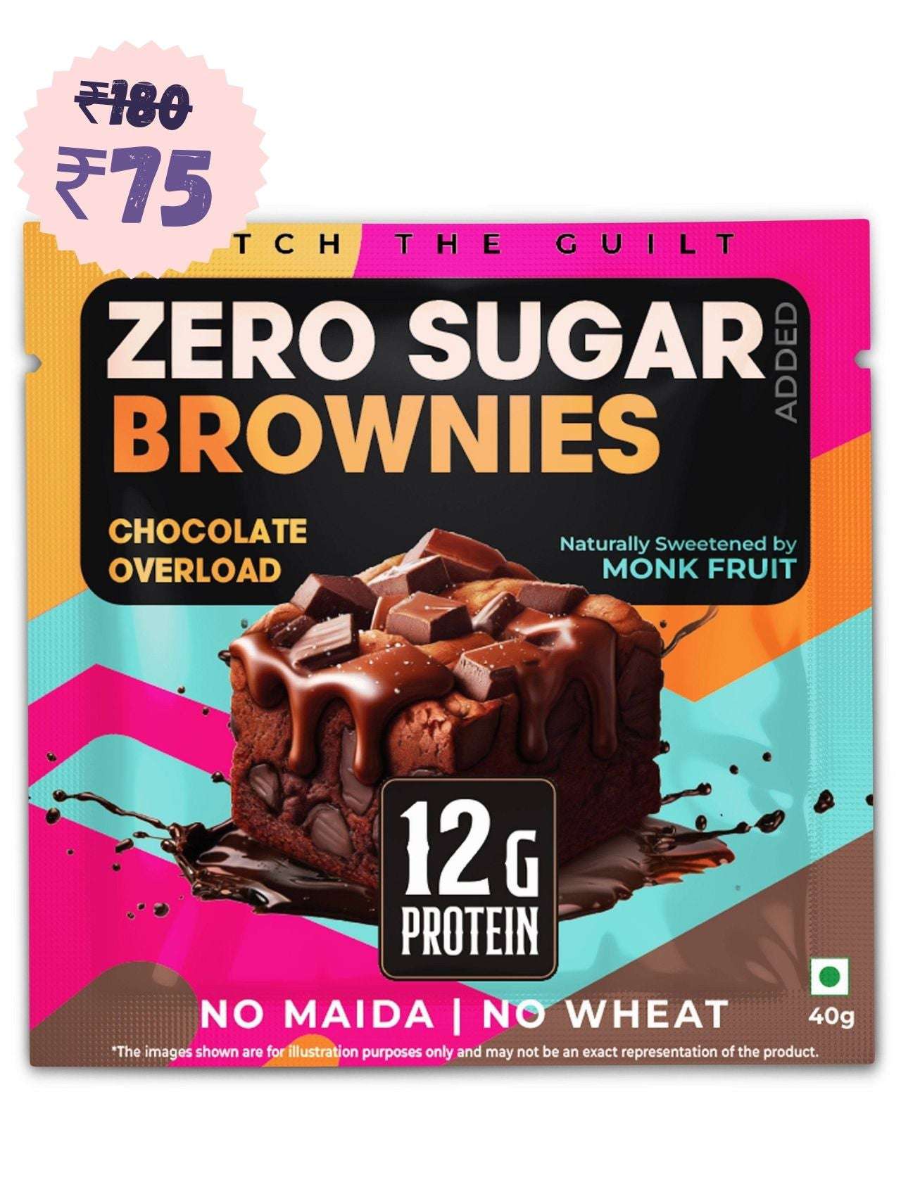 Chocolate Overload  Protein Brownie - Sugar Free & High Protein, Low Net Carbs - 60g