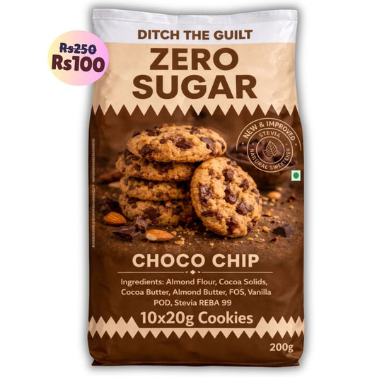 Choco Chip Cookies (10x20g Cookies) • Sugar-Free Almond Flour Cookies • 200g (10x20g Cookies)
