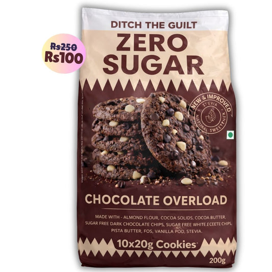 Chocolate Overload Cookies  (10x20g Cookies) • Sugar-Free Almond Flour Cookies • 200g