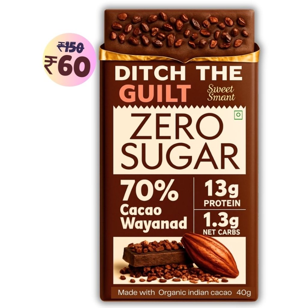 70% Wayanad Indian Cacao • 13g Protein • Sugar Free Dark Chocolate • 40g bar