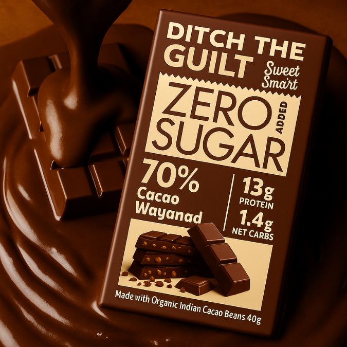 70% Wayanad Cacao - 13g Protein - 1g Natural Sugar - 1.4g Carbs - 40g