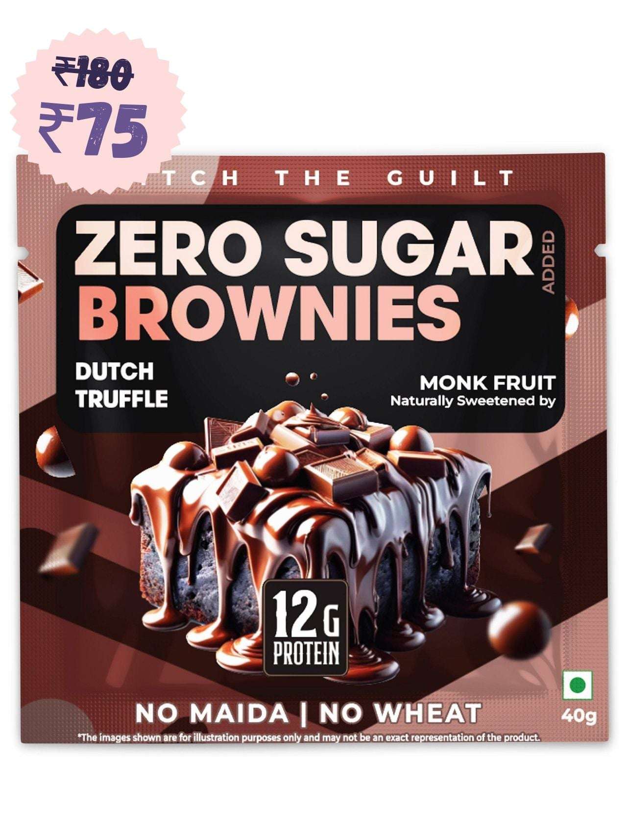 Dutch Truffle Chocolate  Protein Brownie - Sugar Free & High Protein, Low Net Carbs - 60g