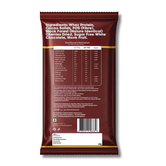 Black Forest • 14g Protein • Sugar Free High Protein Brownies • 40g