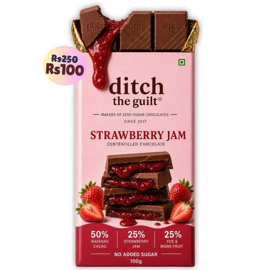 Strawberry Jam ( Sugar Free) • Sugar Free Center-Filled Chocolate Bar • 100g
