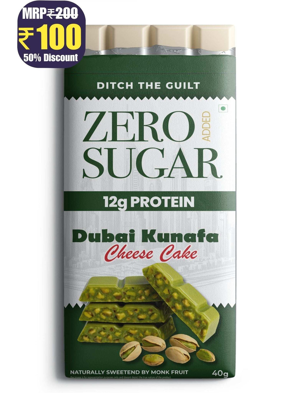 Dubai Kunafa Cheese Cake -  White Protein Sugar Free Chocolate - High Protein - 40g