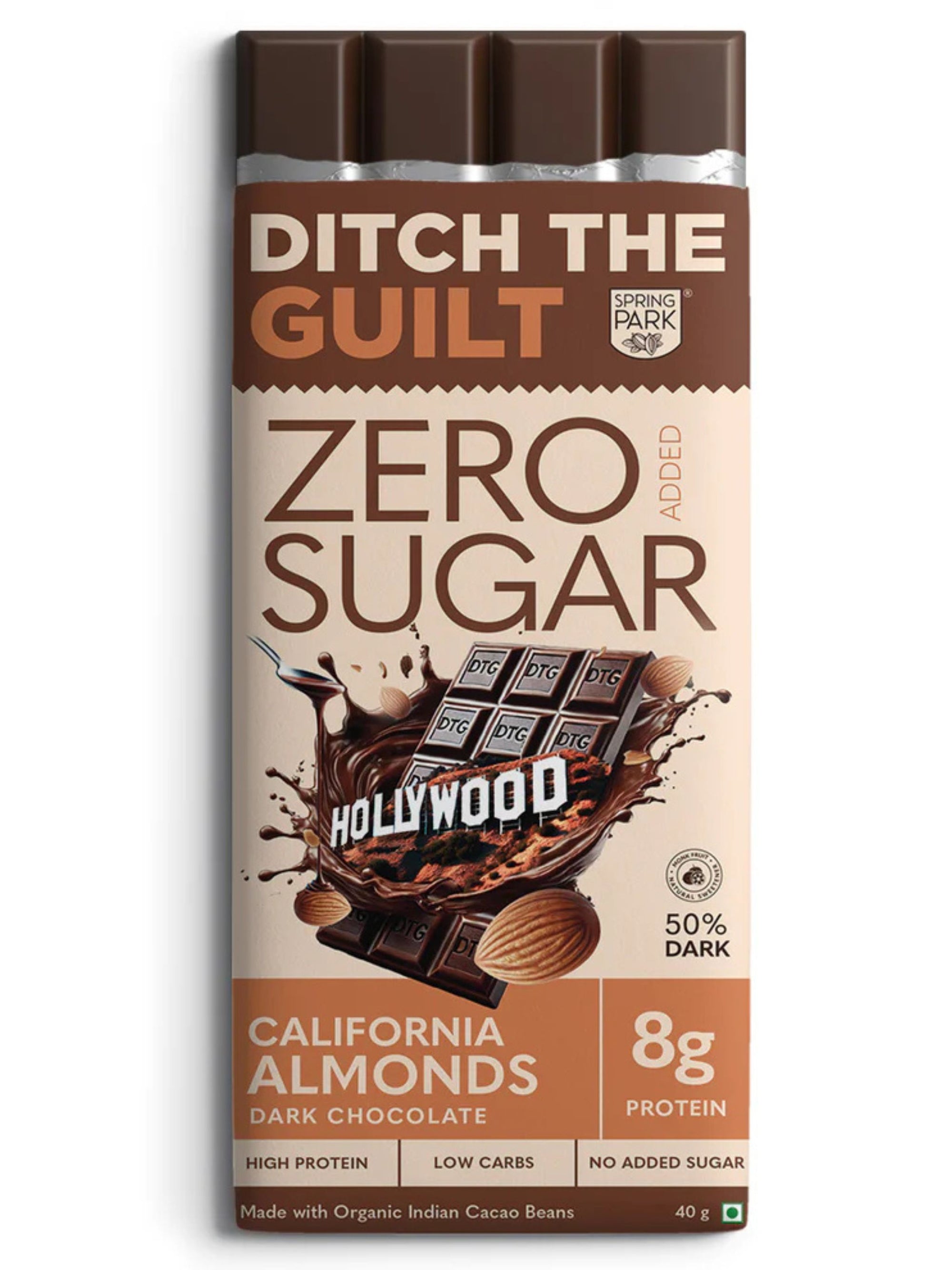 California Roasted Almond - Sugar Free Dark Chocolate - High Protein - Low Net Carbs - 40g