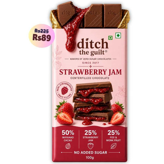 Strawberry Jam ( Sugar Free) • Sugar Free Center-Filled Chocolate Bar • 100g
