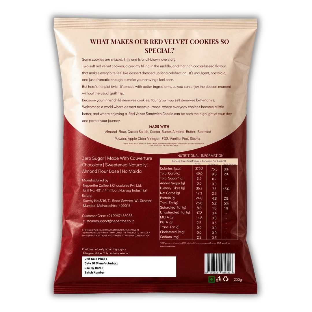Red Velvet Cookies (10x20g Cookies) • Sugar-Free Almond Flour Cookies • 200g