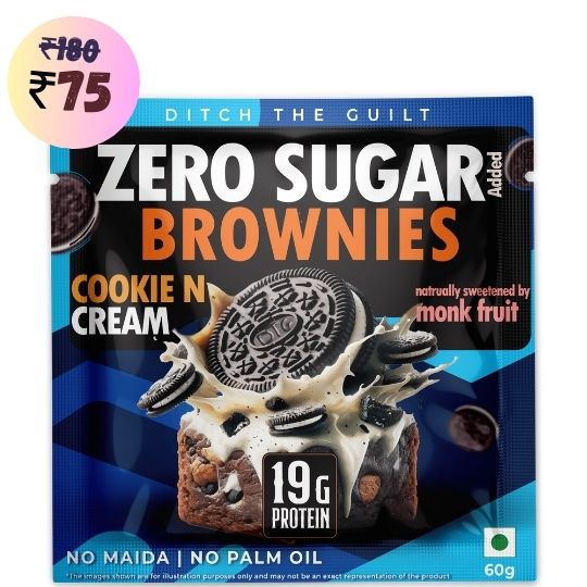 Cookie and Cream Protein Brownie • 19g Protein • Sugar Free & High Protein • Low Net Carbs - 60g