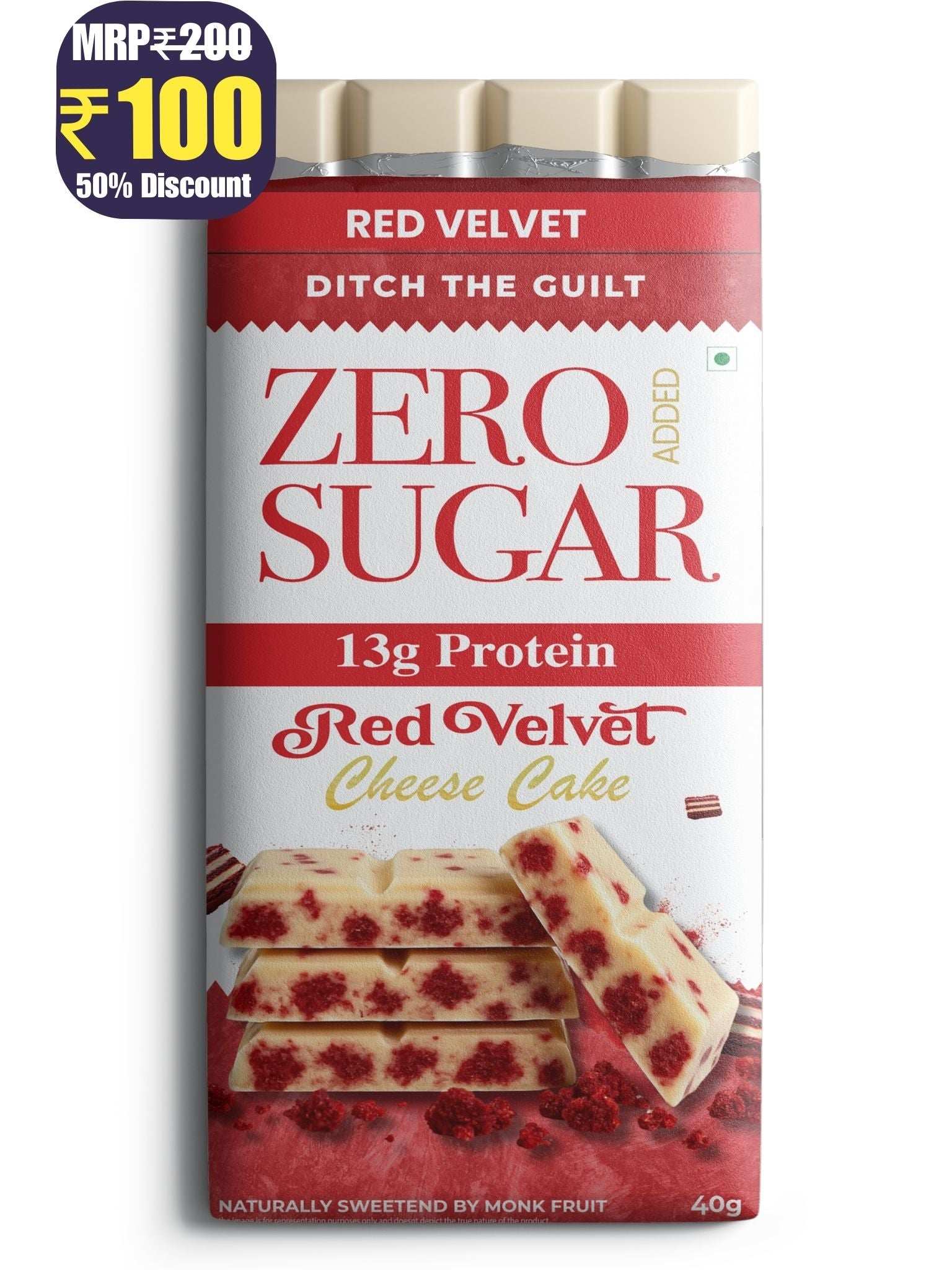 Red Velvet Cheese Cake - White Sugar Free Protein Chocolate - High Protein - 40g