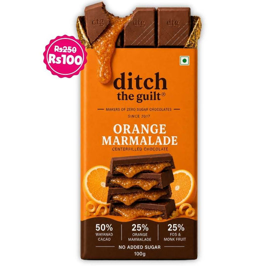 Orange Marmalade (Sugar Free) • Sugar Free Center-Filled Chocolate Bar • 100g