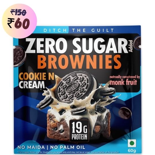 Cookie and Cream Protein Brownie • 19g Protein • Sugar Free & High Protein • Low Net Carbs - 60g