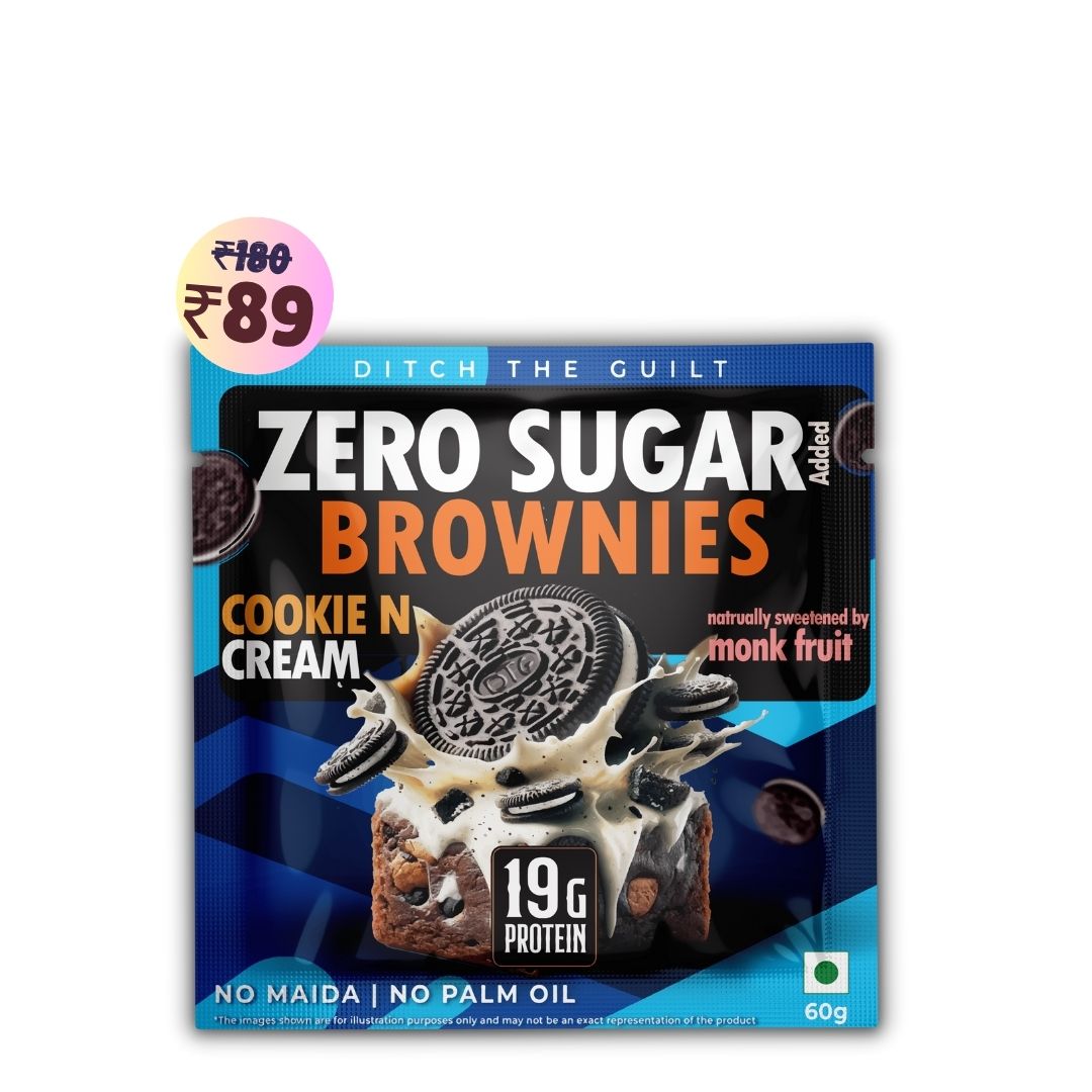 Cookie and Cream Protein Brownie • 19g Protein • Sugar Free & High Protein • Low Net Carbs - 60g