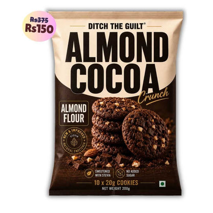 Almond Cocoa Crunch Cookies (10x20g Cookies) • Sugar-Free Almond Flour Cookies • 200g (10x20g Cookies)