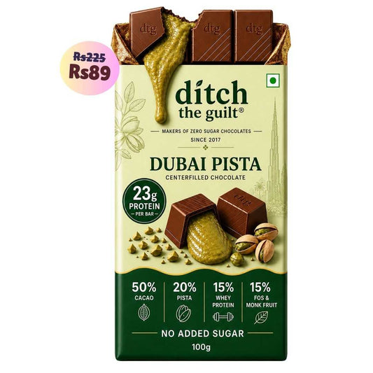 Dubai Pista • 23g Protein • Sugar Free Center-Filled Chocolate Bar • 100g