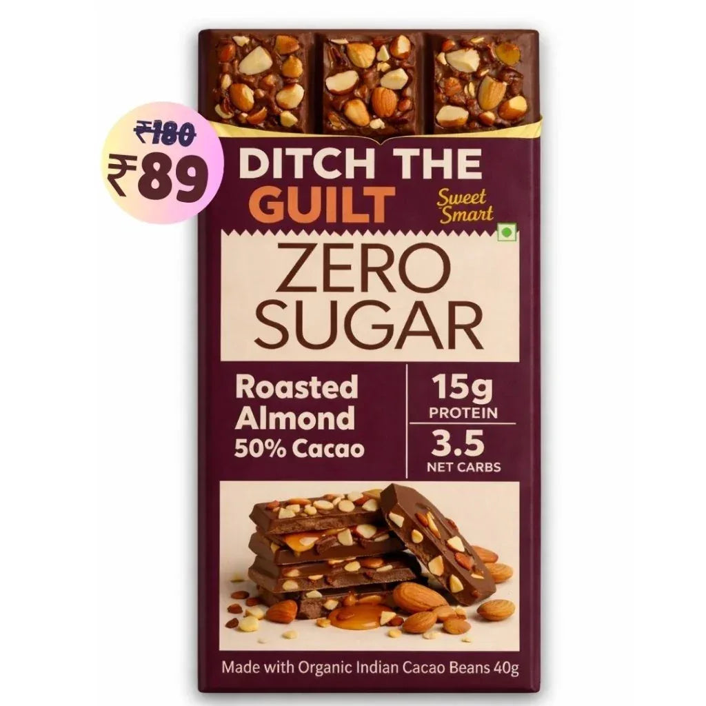Roasted Almonds Dark Chocolate • 15g Protein • Sugar Free & High Protein • 40g - Ditch The Guilt