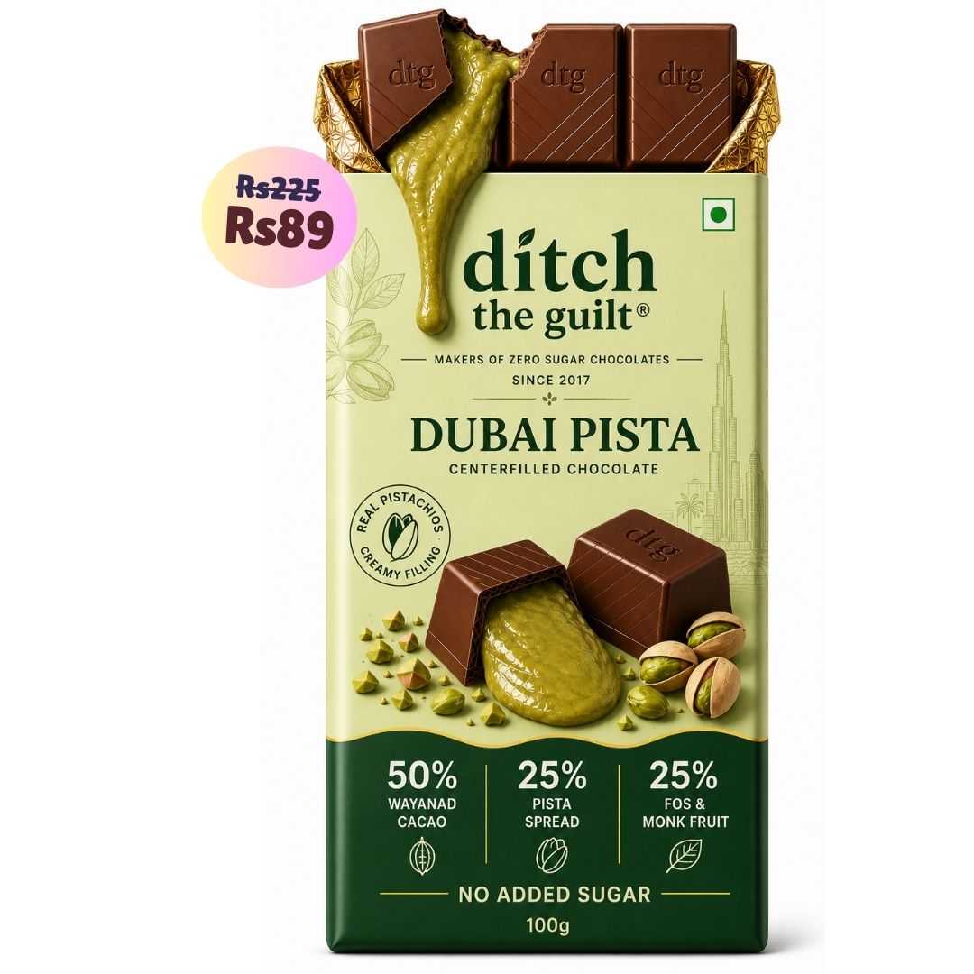 Dubai Pista • Sugar Free Center-Filled Chocolate Bar • 100g