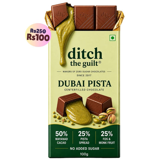 Dubai Pista • Sugar Free Center-Filled Chocolate Bar • 100g