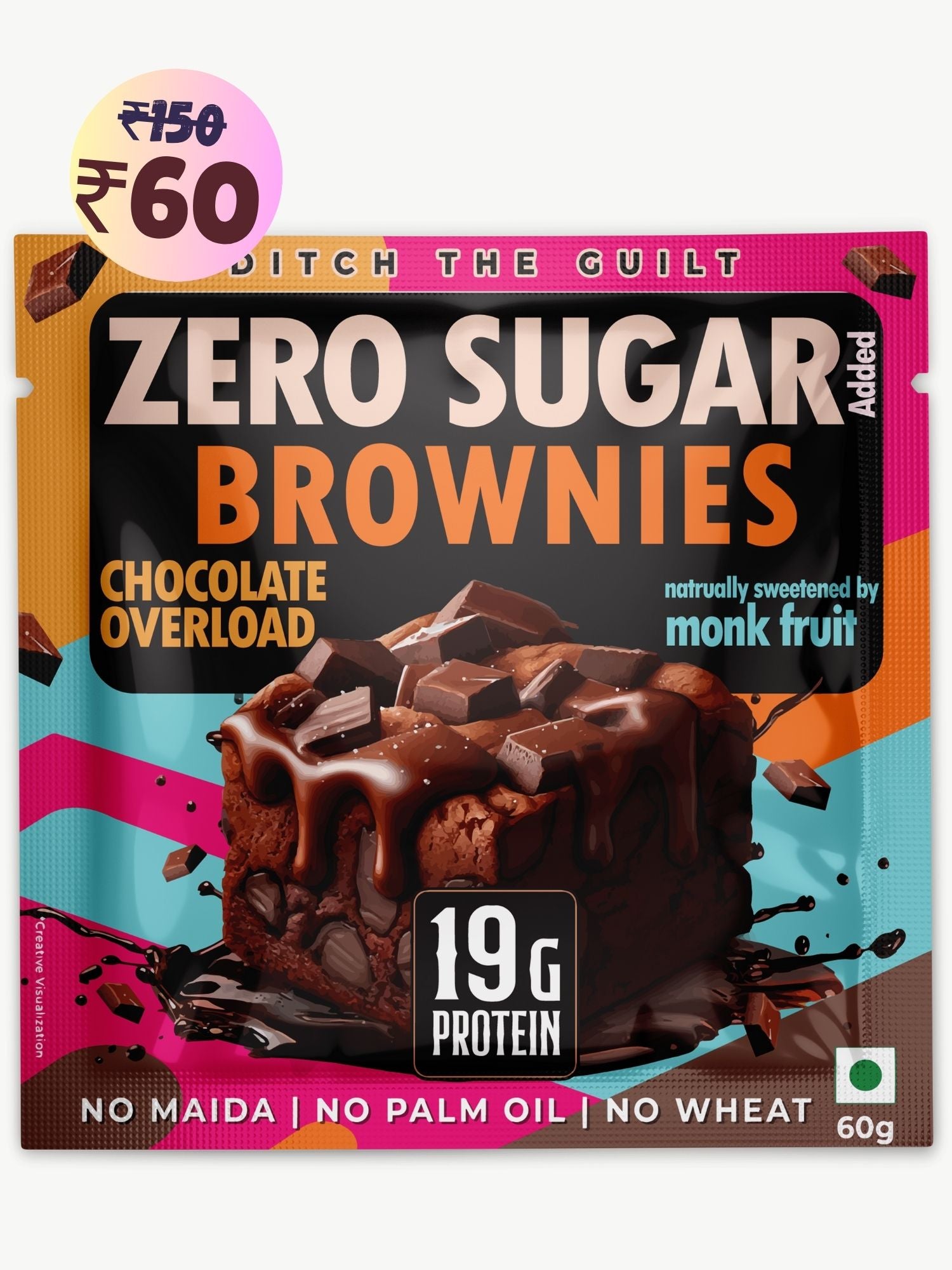 Chocolate Over Load Protein Brownie • 19g Protein • Sugar Free & High Protein • Low Net Carbs - 60g