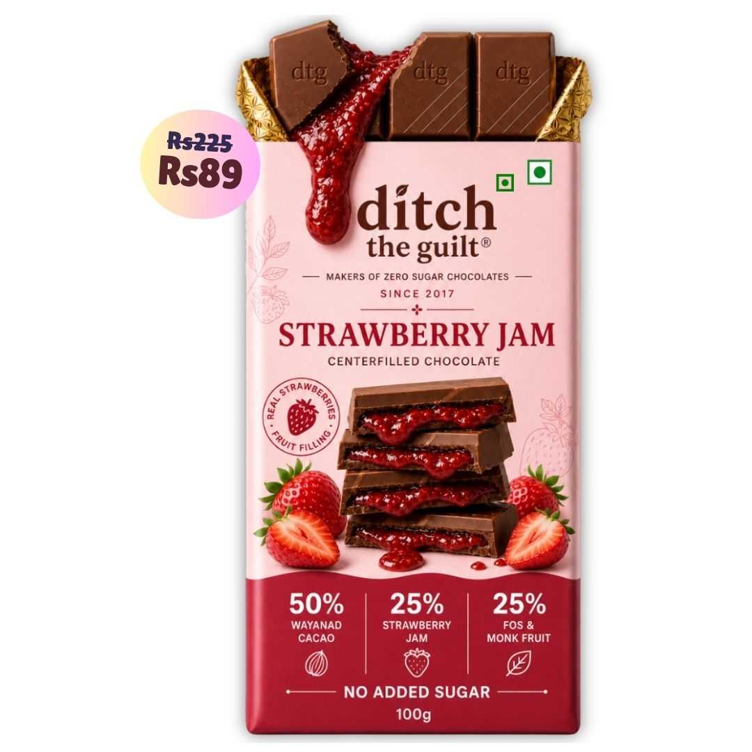 Strawberry Jam ( Sugar Free) • Sugar Free Center-Filled Chocolate Bar • 100g