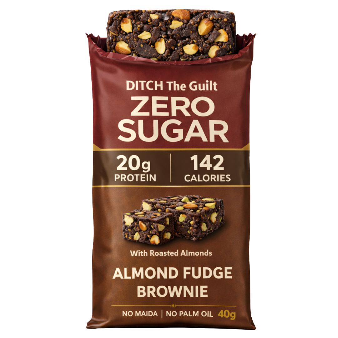 Almond Fudge • 20g Protein • Sugar Free High Protein Brownies • 40g