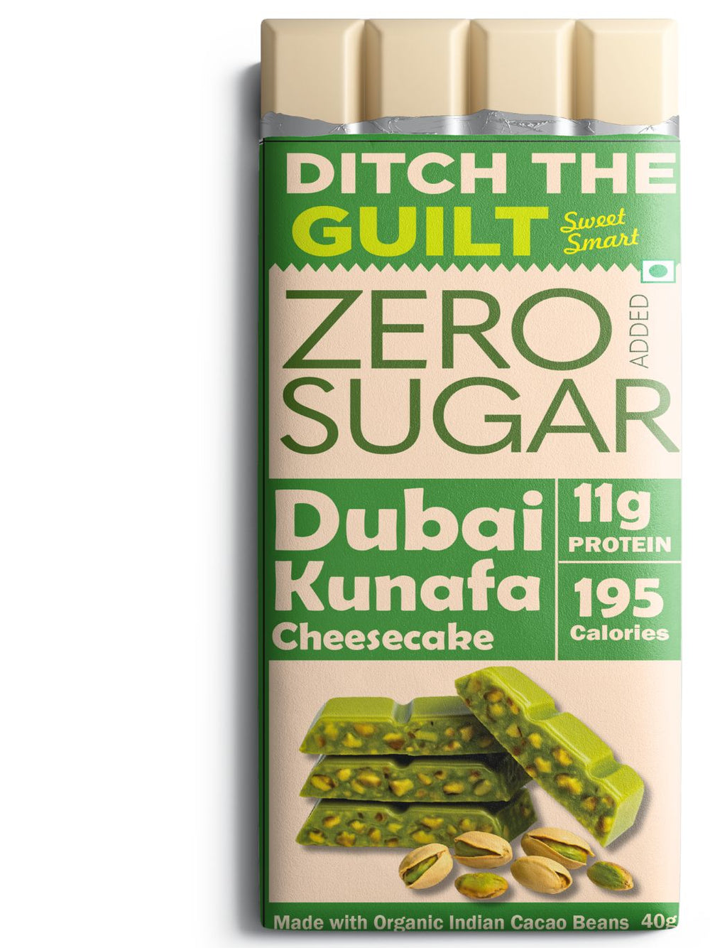 Dubai Kunafa Cheese Cake I White High Protein Sugar Free Chocolate I 11g Protein I 195 Calories I 40g