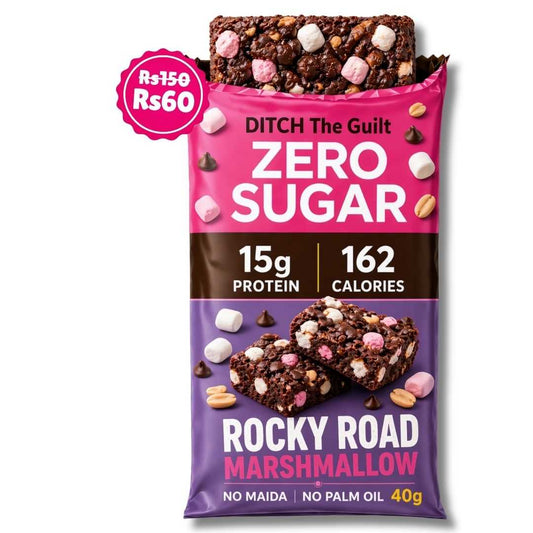 Rocky Road Marshmellow Protein Brownie • 15g Protein • Sugar Free High Protein Brownie • 40g
