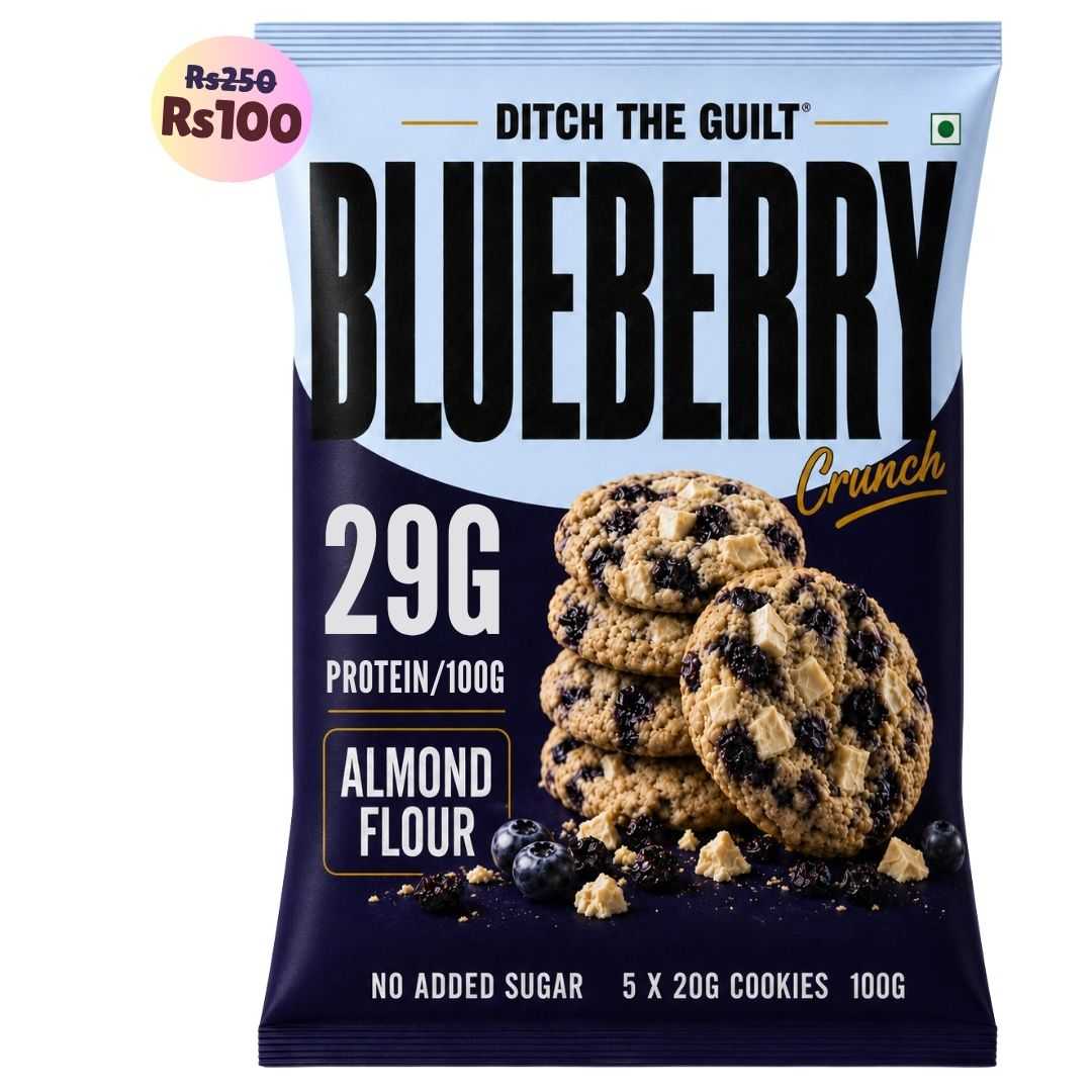 Blueberry Cookies (5x20g Cookies)• 29g Protein Per Pack • Sugar-Free & High Protein Almond Flour Cookies • 100g