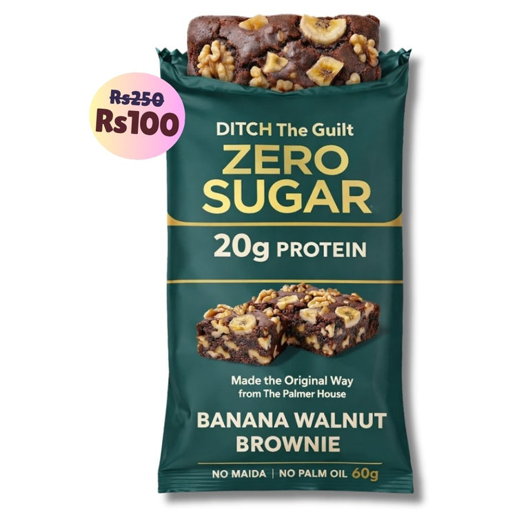 Banana & Walnut Protein Brownie • 20g Protein • Sugar Free High Protein Brownies • 60g