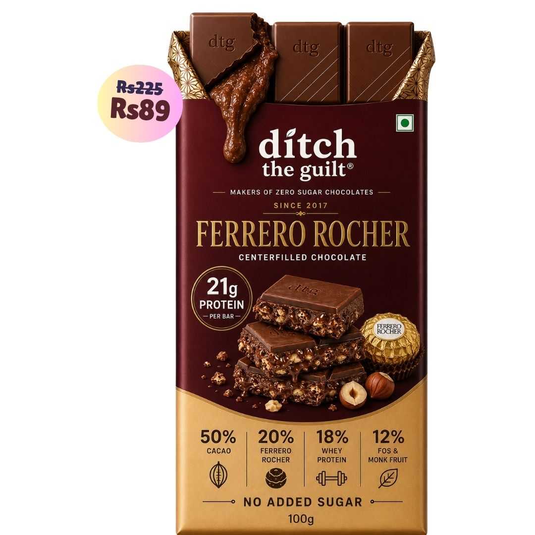 Ferrero Rocher • 21g Proten • Sugar Free Center-Filled Chocolate Bar • 100g