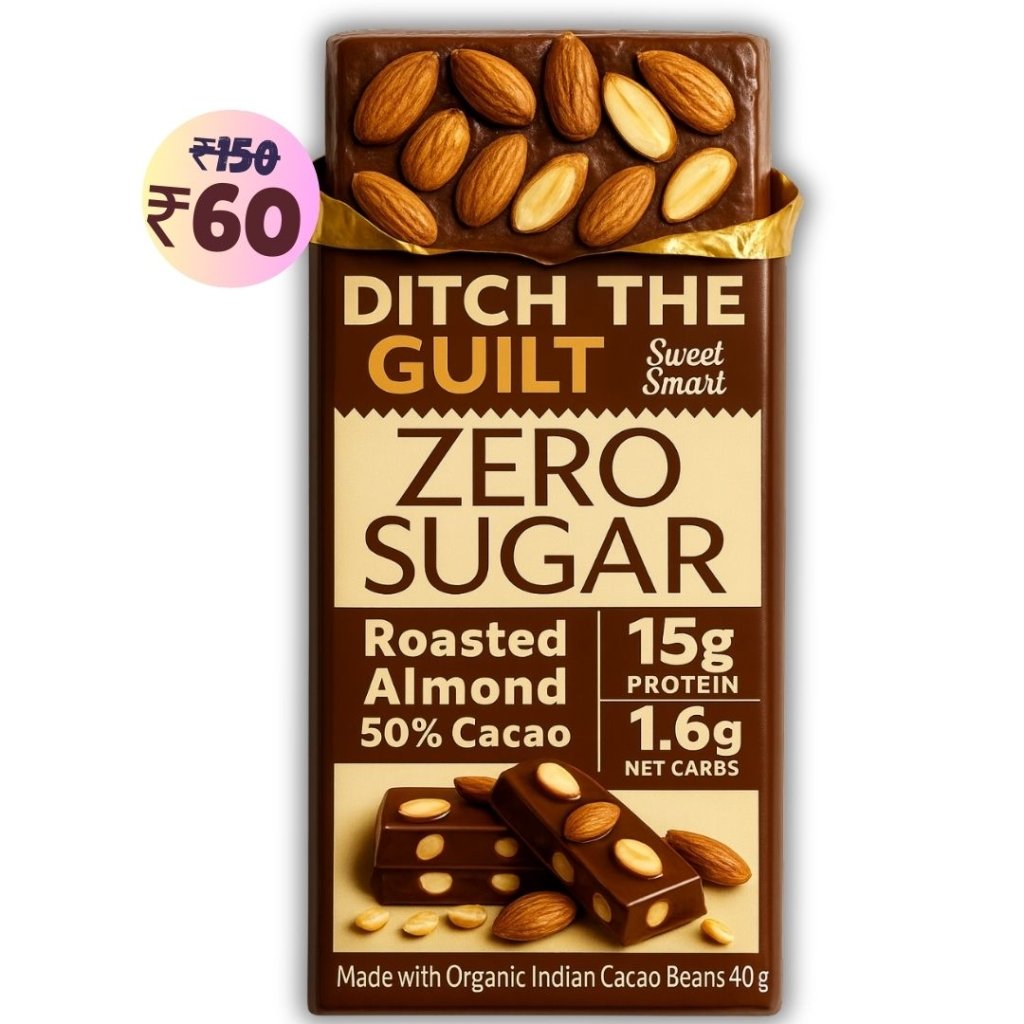 Roasted California Almonds • 15g Protein • Sugar Free Dark Chocolate • 40g bar