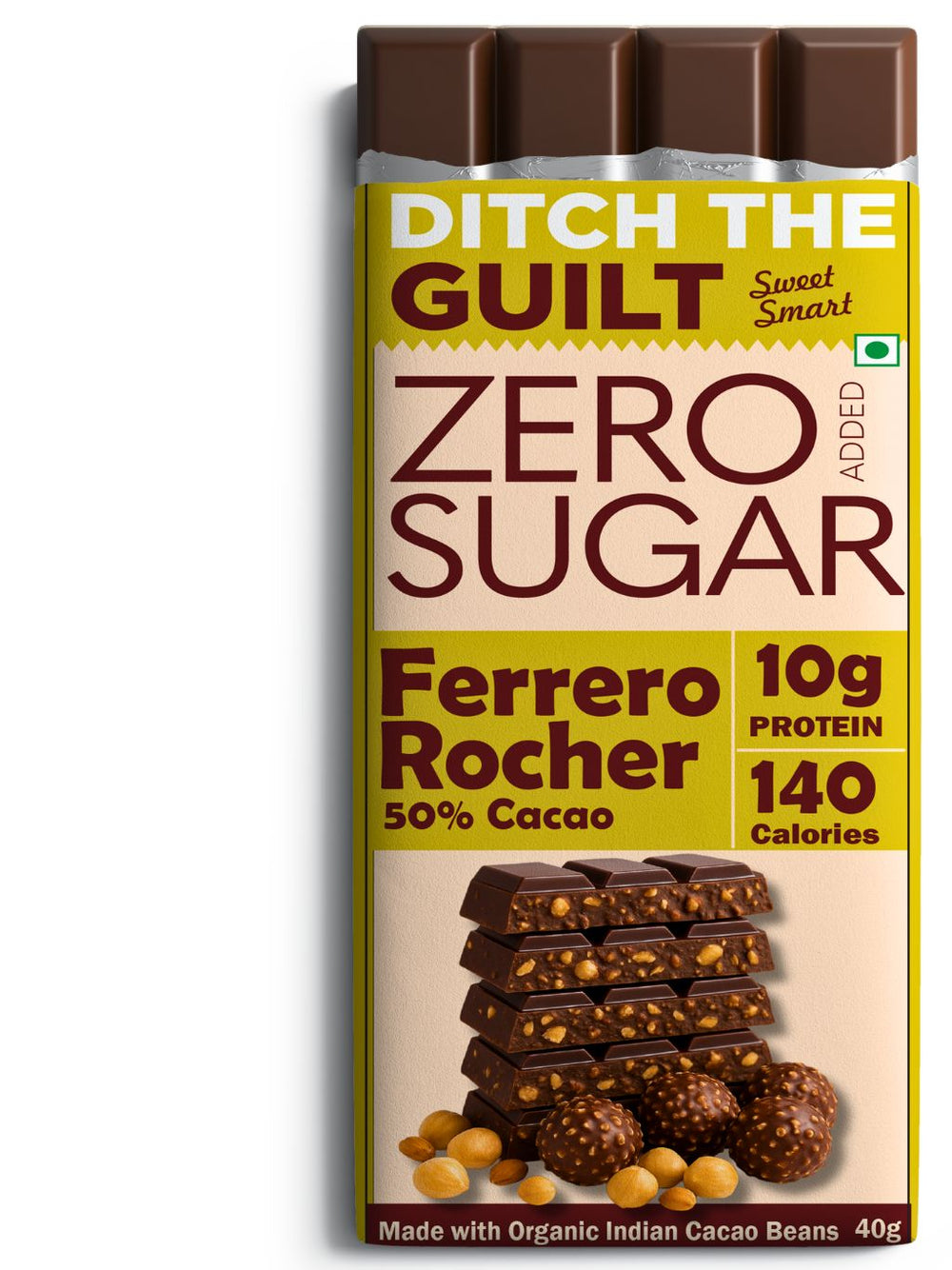 Ferrero Rocher Cheese Cake I Sugar Free Dark Protein Chocolate I 10g Protein I 140 Calories - 40g