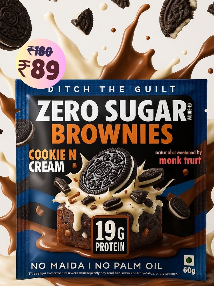 Cookie and Cream Protein Brownie • 19g Protein • Sugar Free & High Protein • Low Net Carbs - 60g