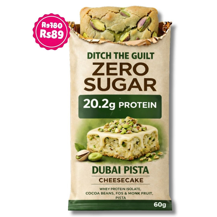Dubai Pista Protein White Chocolate Cheesecake • 20g Protein • Sugar Free High Protein Cheesecake• 60g