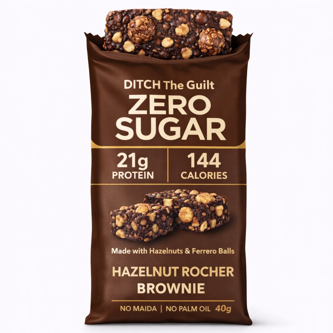 Hazelnut Rocher • 21g Protein • Sugar Free High Protein Brownies • 40g
