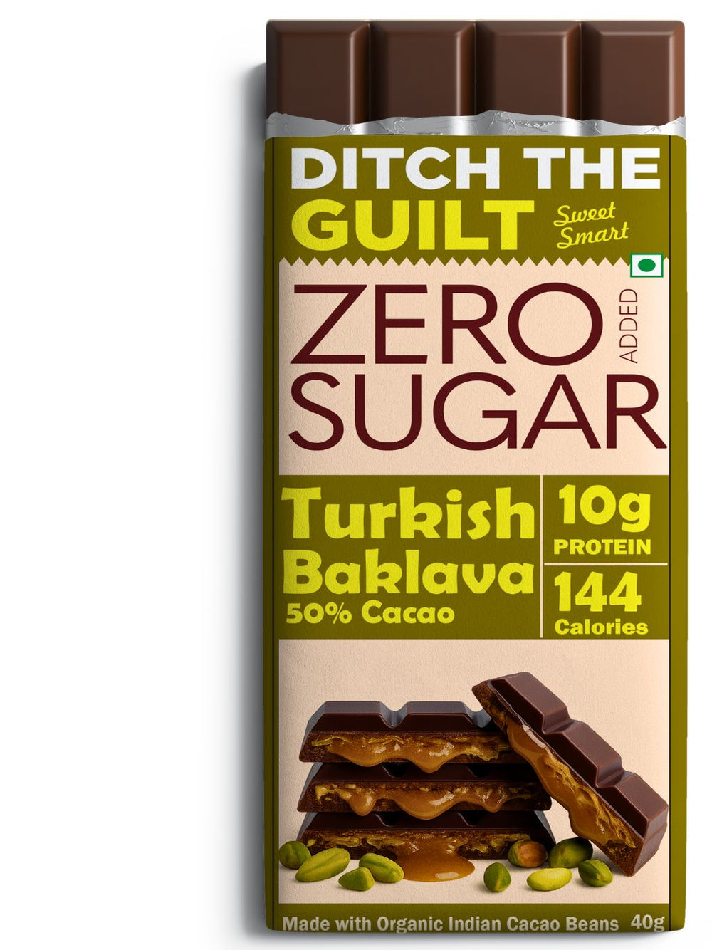 Baklava I Sugar Free Dark Protein Chocolate I 10g Protein I 144 Calories - 40g