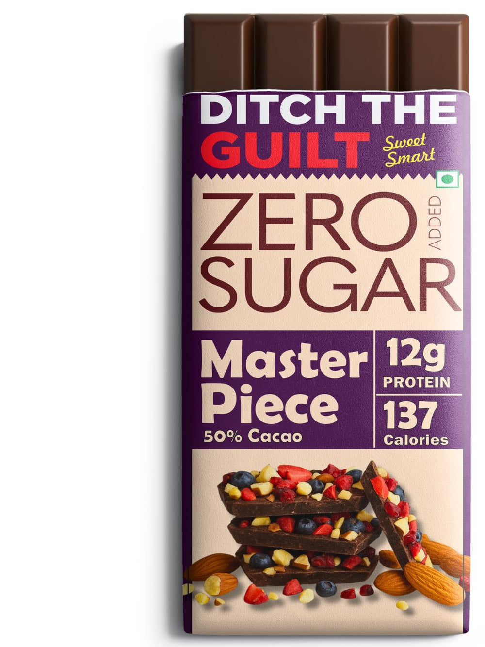 Master Piece I Sugar Free Dark Protein Chocolate I 12g Protein I 137 Calories - 40g