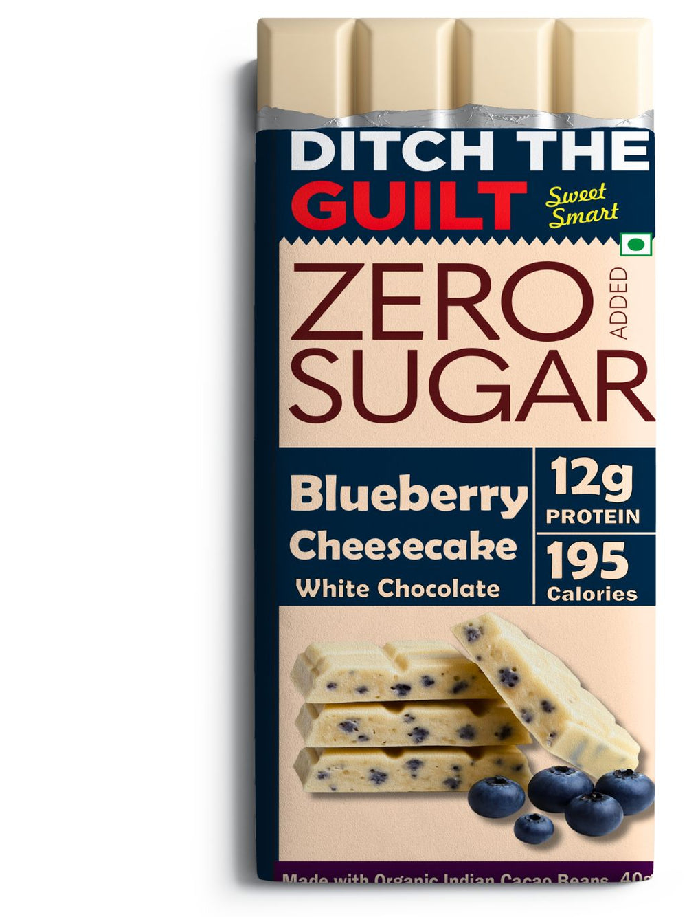 Blueberry Cheese Cake I White High Protein Sugar Free Chocolate I 11g Protein I 195 Calories I 40g