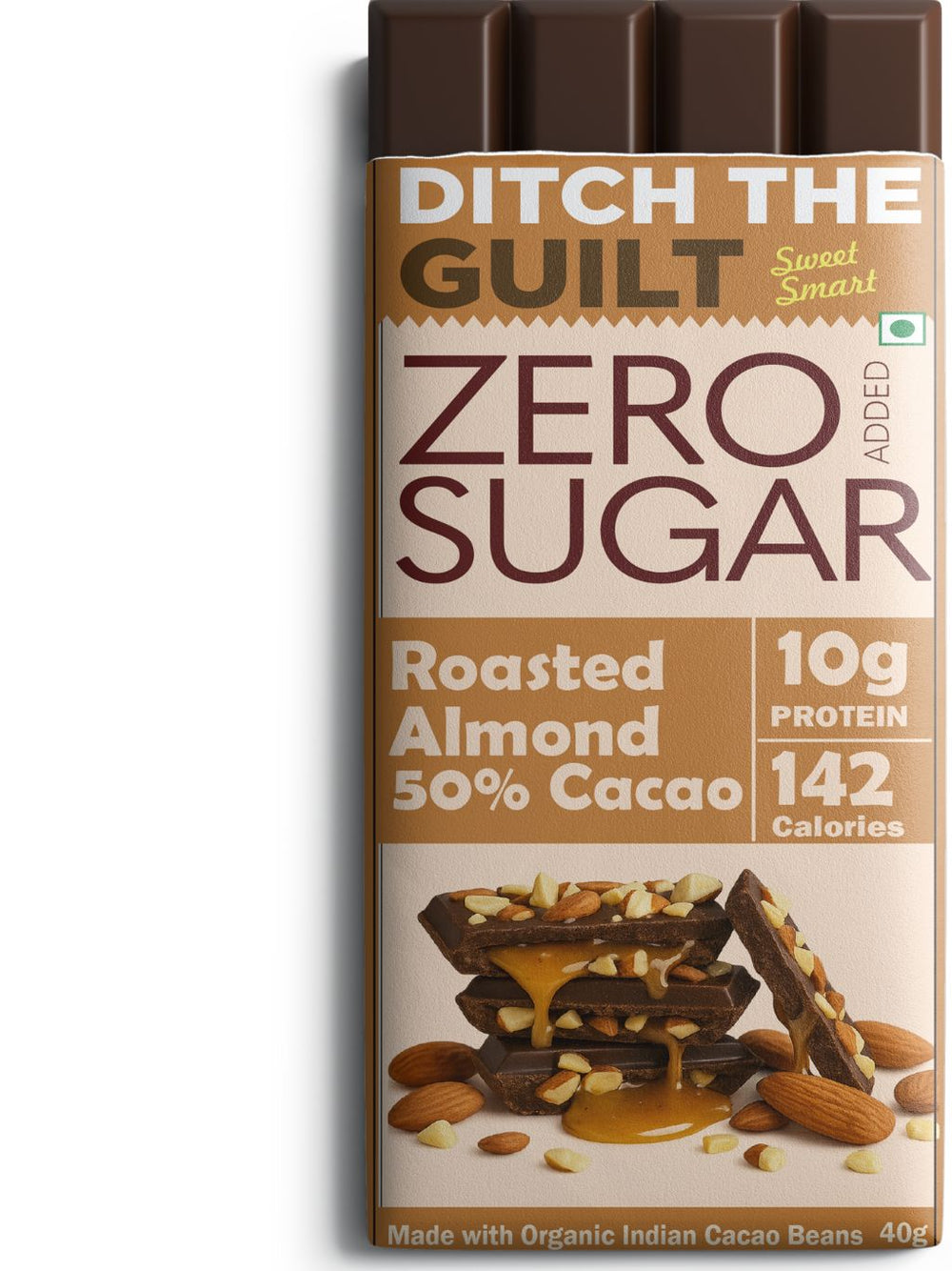 California Roasted Almond I Sugar Free Dark Protein Chocolate I 10g Protein I 142 Calories - 40g