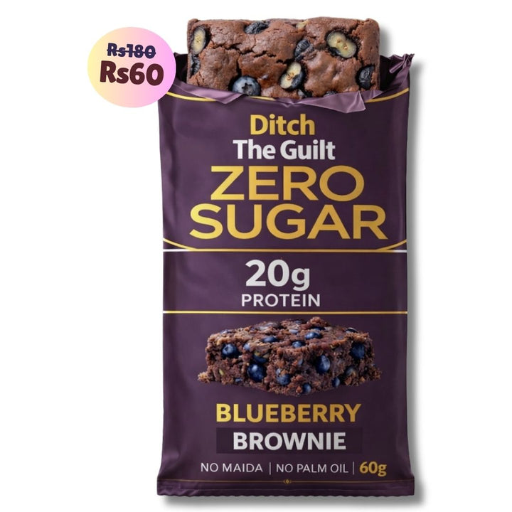 Blueberry Protein Brownie • 20g Protein • Sugar Free High Protein Brownies • 60g